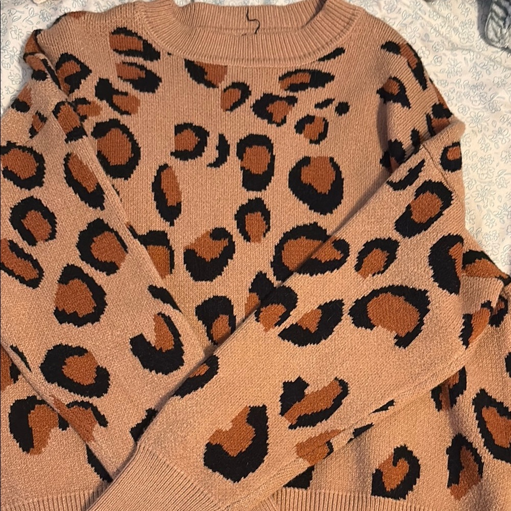 Leopard Print Sweater - Tan and Black